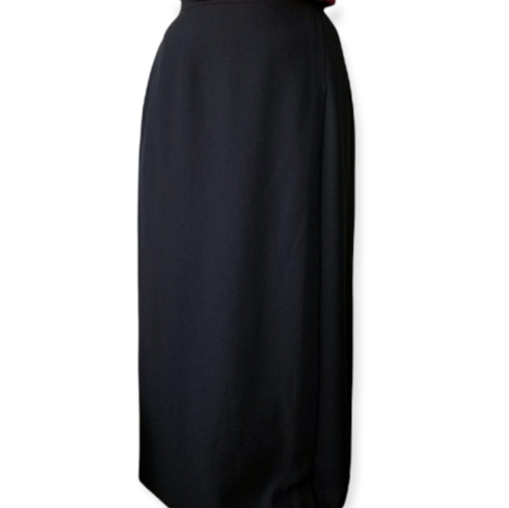 Vingae 90s Y2K black skirt 3/4 length midi dress skirt, high waist, medium